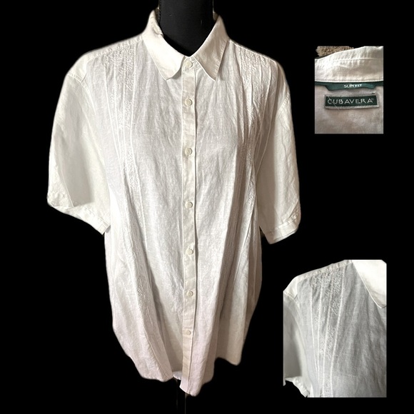 Cubavera Other - Cubavera Slim Fit XXL White Embroidered Shirt